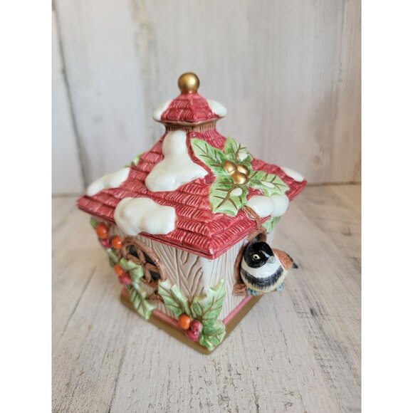 Fitz Floyd birdhouse candle holder xmas snow figure decor - Picture 2 of 8